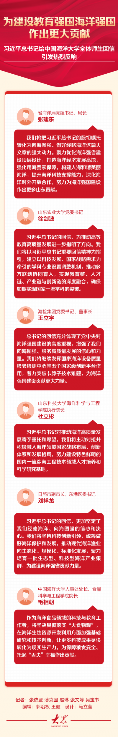 反响｜以总书记重要回信精神为指引，为建设教育强国海洋强国作出更大贡献